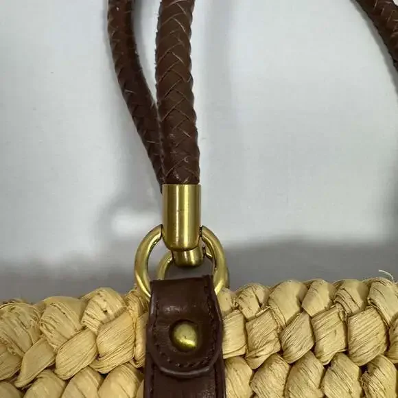 Straw Studios Large Straw & Leather Tote Bag - Picture 8 of 10